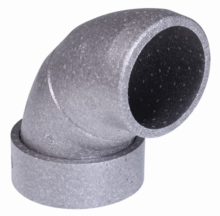 Bogen 90° + Verbindungsmuffe (EPP) DN125