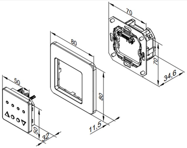 Bedienteil LED für Vitovent 100-D von Viessmann Maßzeichnung