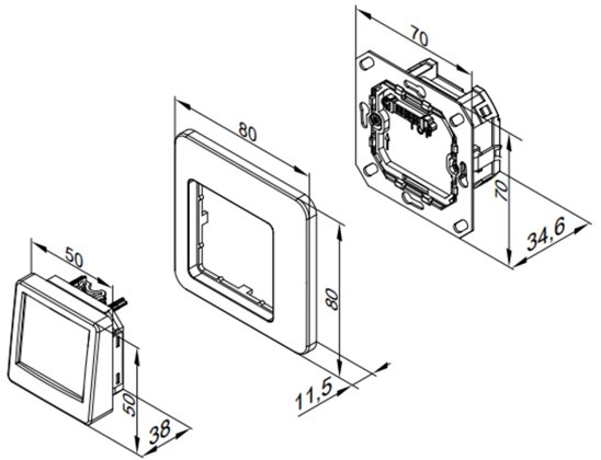 Bedienteil Touch für Vitovent 100-D von Viessmann Maßzeichnung